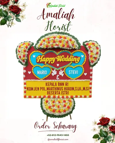 Karangan Papan Bunga Pernikahan di Simatohir